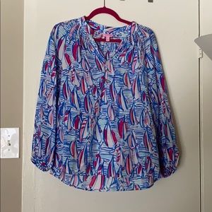 Lilly Pulitzer red right return Elsa top